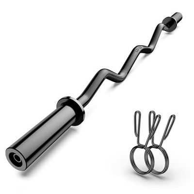 Olympic EZ Curl Barbell Bar 47'', 2-Inch Curl Bars for Weight Lifting,Hip Thru...