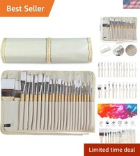 Complete 24-Piece Artist Brush Set - Ideal for Oil, Acrylic  Watercolor