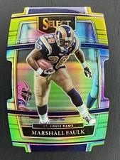 2021 Select - Marshall Faulk #39 Concourse Green & Yellow Die-Cut Prizm Rams