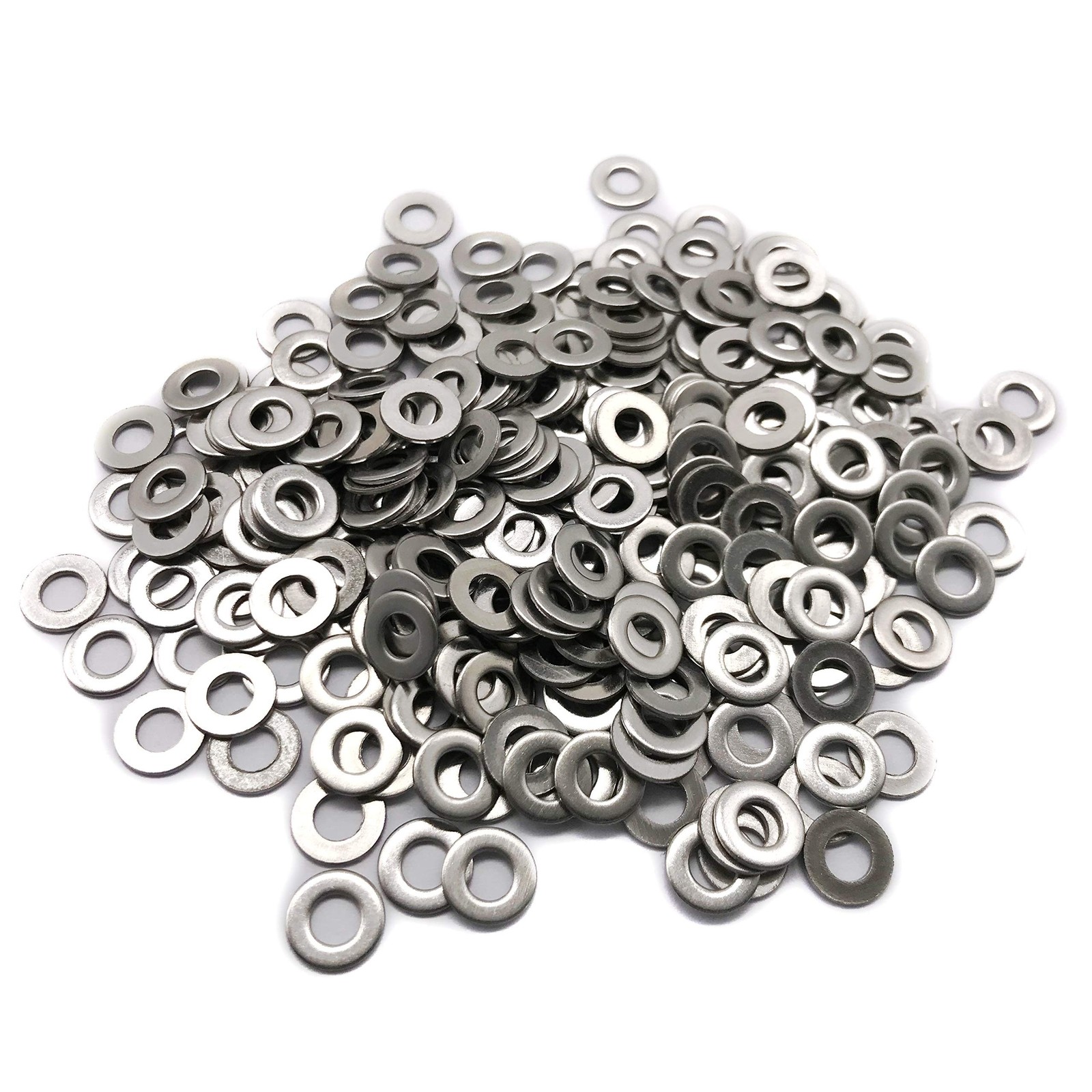 M4 Flat Washer, 304 Stainless Steel, 4mm ID, 9mm OD, 0.8mm Thickness, Plain F...
