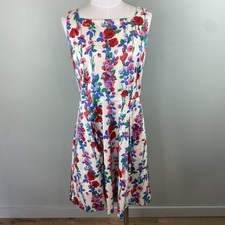 Talbots TRELLIS FLORAL FIT-AND-FLARE stretch Spring DRESS size 8P