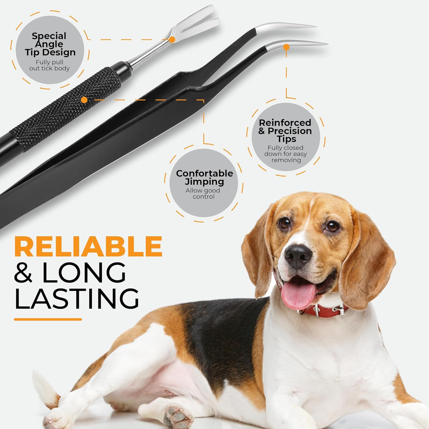 Premium Tick Removal Tool - Stainless Steel Tick & Flea Remover for Pets Dogs Ca