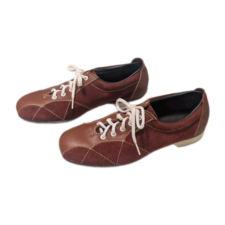 Zapatos de boliche vintage años 70 DEXTER para mujer rojo granate gamuza cuero 7,5 HERMOSOS Foto 3 de 4