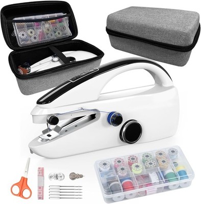 Portable Mini Sewing Machine Kit for Beginners with Storage Box and 20 Threads