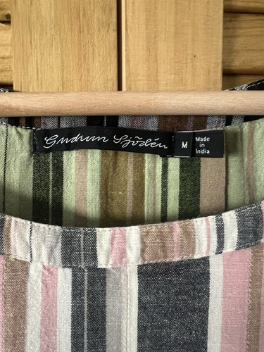 GUDRUN SJODEN Tunic Dress Short Plaid Multicoloured Cotton Linen Size M - Picture 5 of 7