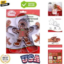 Gingerbread Man Cookie Cutter Set Gingerbread Man 3 Piece,  Food-Grade Stainl...