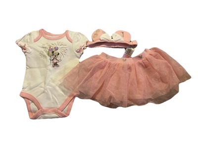 Disney Baby Minnie Mouse First Birthday Set Bodysuit Headband And Tutu Size 0-3