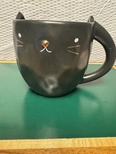 18 Oz. Black Ceramic Cat Mug With Ears