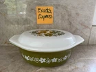 Vintage Pyrex (043) 1 1/2qt Avocado Daisy Oval Casserole With Lid, Beautiful