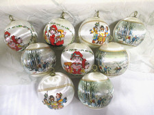 Vintage Spun Silk Satin Christmas Ornament Lot Balls Wrapped Scenes 9 PCs Mixed