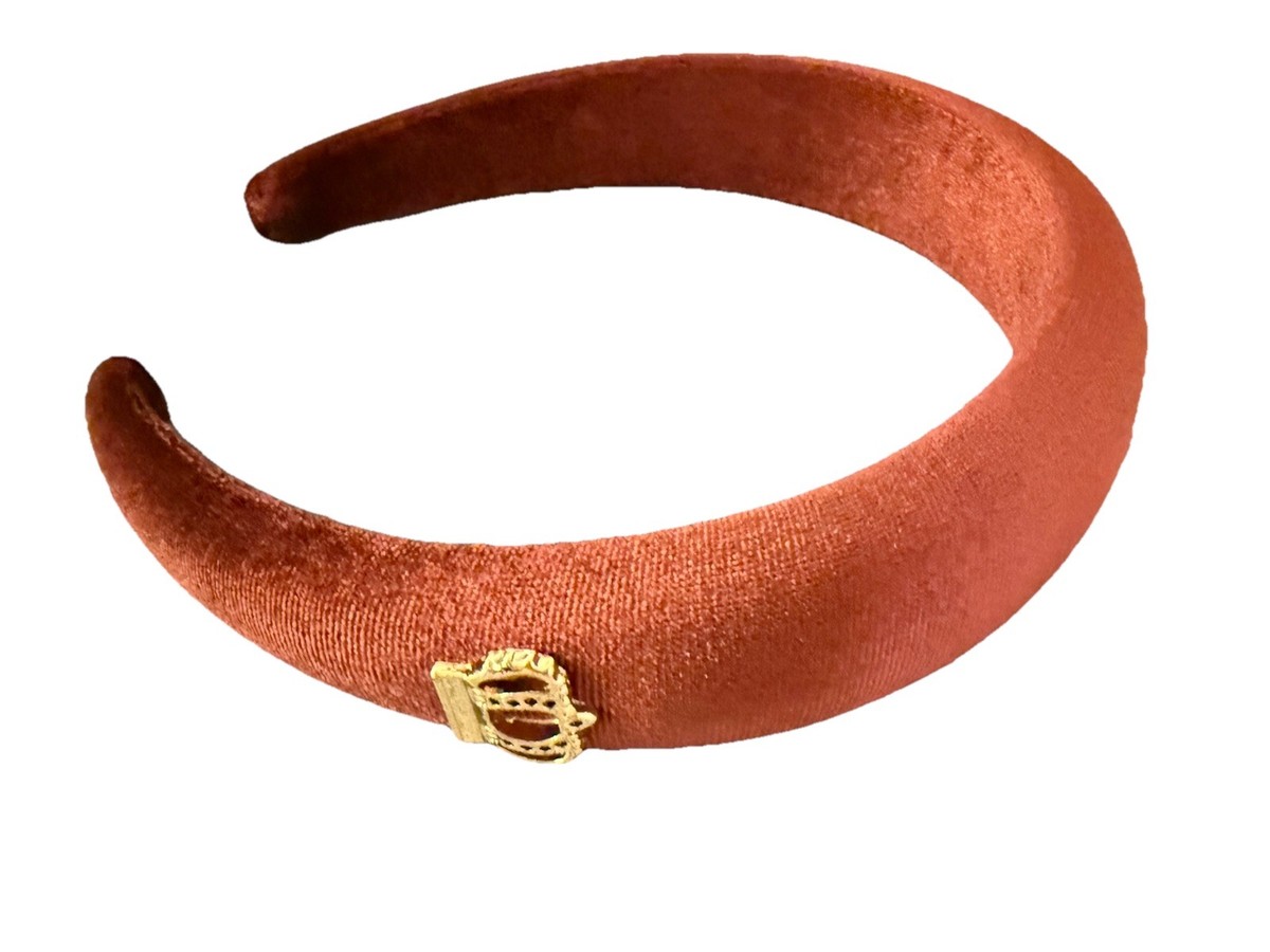 DOLCE & GABBANA Velvet Headband With D&G Logo Gold Crown  display picture 1