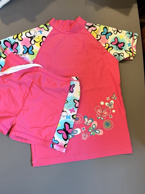 Girls' 2-Piece Swimsuit Rash Rash Guard Boy Shorts Size 12