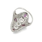 Art Deco 850 Plat .44ctw Diamond & Ruby Filigree Shield Size 7.75 Ring #JB662-4 — photo 5