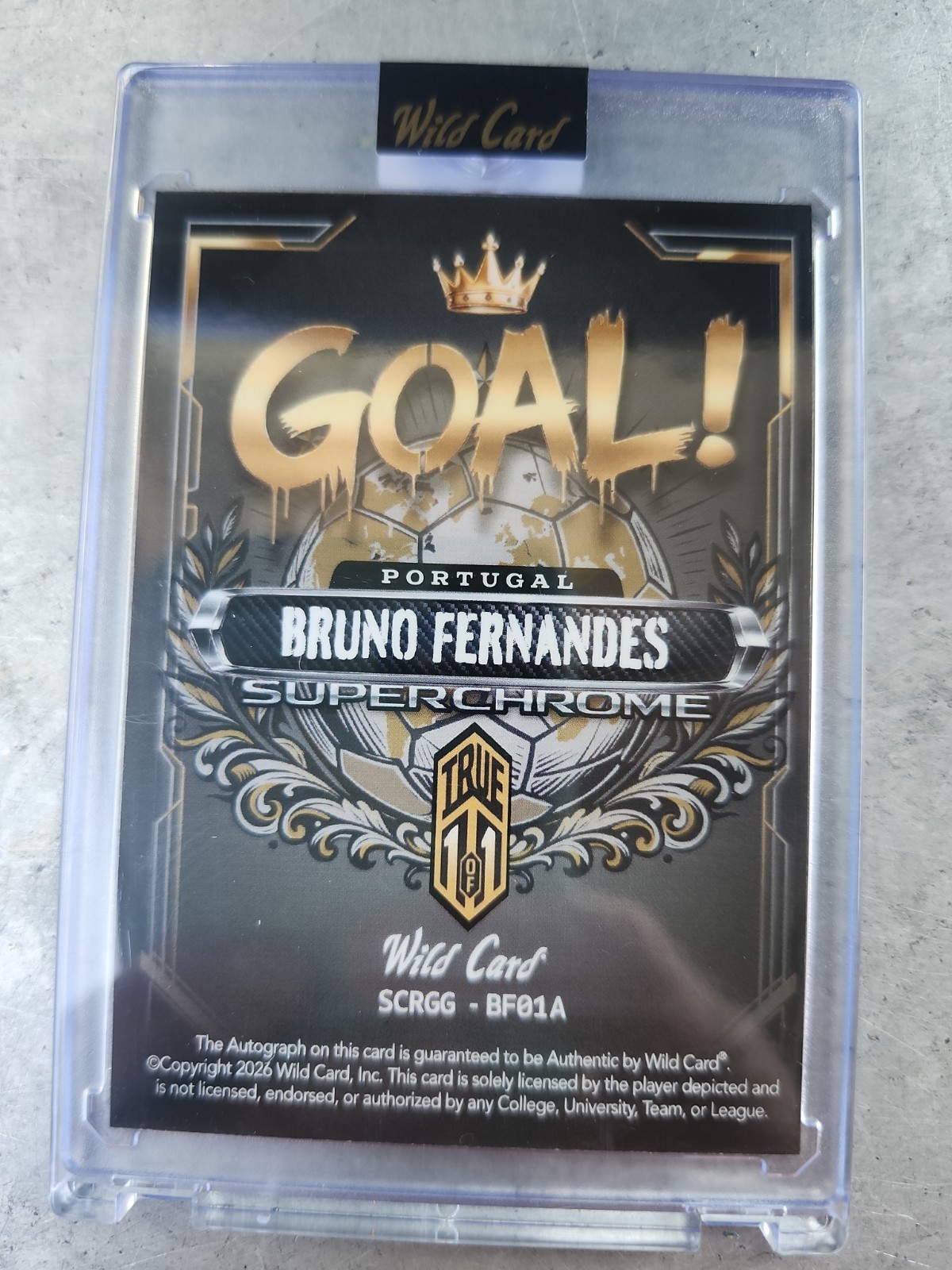 2026 Wild Card Superchrome Futbol Soccer Auto True 1/1 Goal! Bruno Fernandes Red view 2