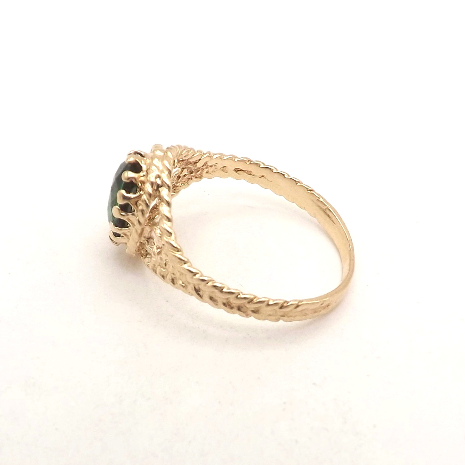 Solid 14k Gold Lab Created Emerald Solitaire Ring… - image 3