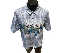 Tommy Bahama Polo Shirt Mens L Tide Pool Royale Island Zone Floral Performance