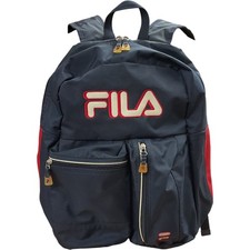 FILA Classic Logo Backpack Blue Red Durable Nylon Unisex School Bag Travel Sport