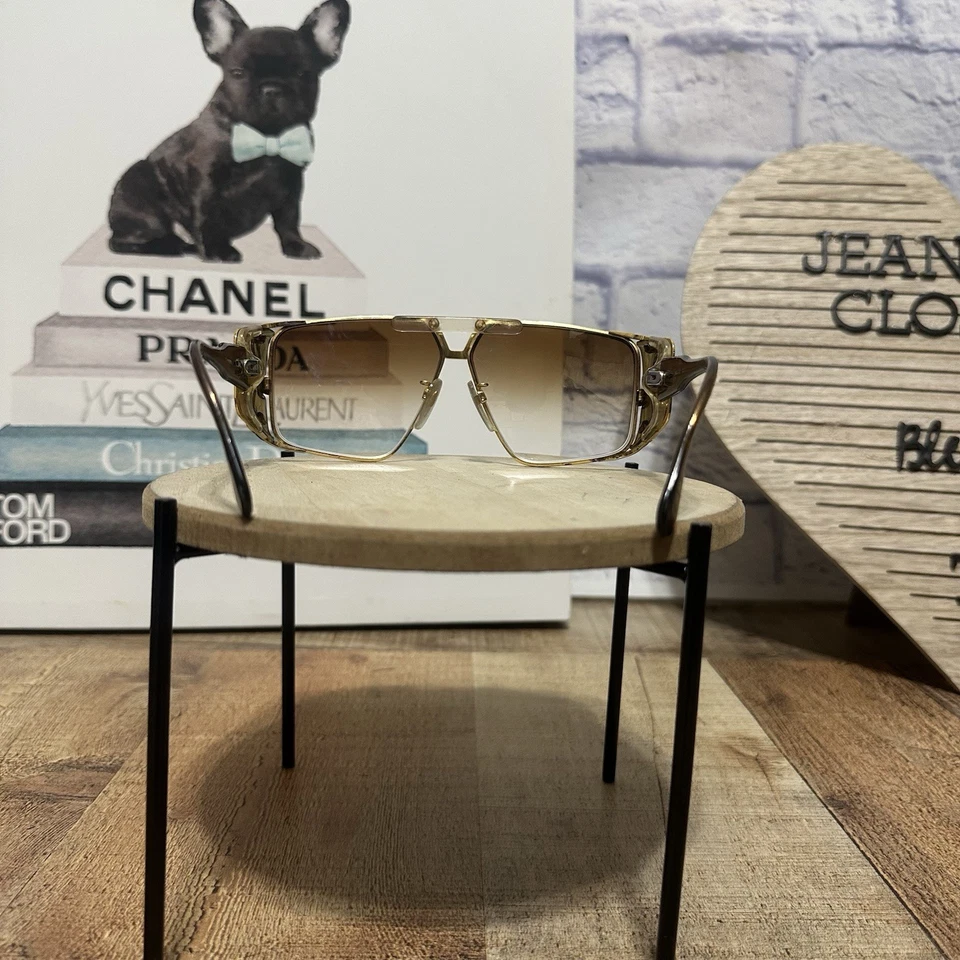 复古 80 年代 CAZAL 951 COL 97 太阳镜框金色包装超大侧盾 — 第 3/4 张图片