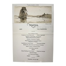 TSS Transylvania Ocean Liner Anchor Line 1920s Menu Stationery Paper