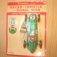 Ichimura Shoten Cragstan Tin Toy Car Racer with Whistle Signal Sign F/S FEDEX
