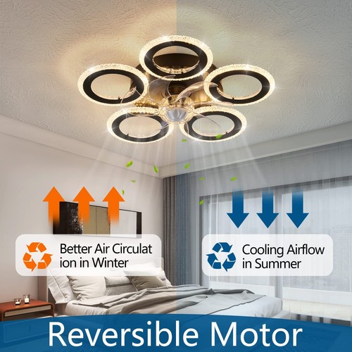 Ceiling Fan with Lights Remote Control, 20" Personality Geometric Ceiling Fan... - Picture 2 of 8