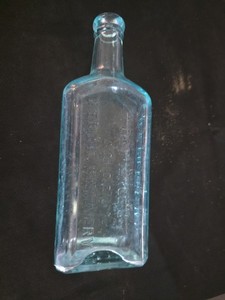 Antique Dr Pierces Golden Medical Discovery Glass Bottle Aqua Blue Vintage 1870s