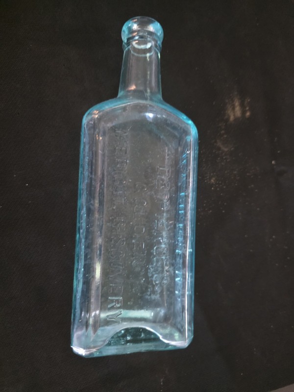 Antique Dr Pierces Golden Medical Discovery Glass Bottle Aqua Blue Vintage 1870s