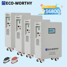 ECO-WORTHY 4Pack 48V 314AH (64.3kWh) LiFePO4 Battery Vertical Standing Backup