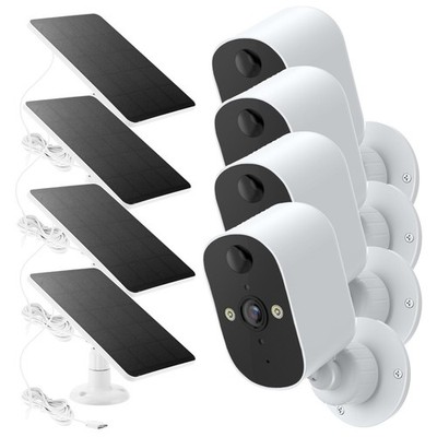 4Pcs Solar Camera Ourdoor Wireless Solar Powered Security Camera System WiFi Cam