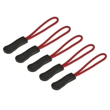 20 x Zipper Pulls Pull Head Handle Replacement Tab Tag Cord Extension Black Red
