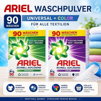 Ariel Waschpulver - 90 Wäschen Universal + Color + Pulver - 4,98kg - Original