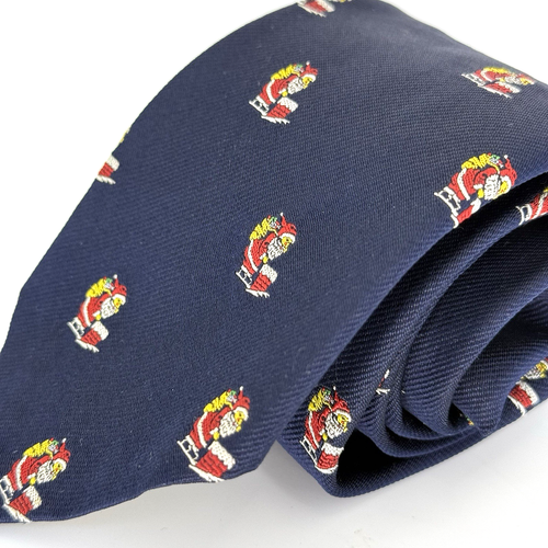 Vintage Brooks Brothers Silk Tie Santa Claus Christmas USA Made Red Navy Holiday - Picture 2 of 7