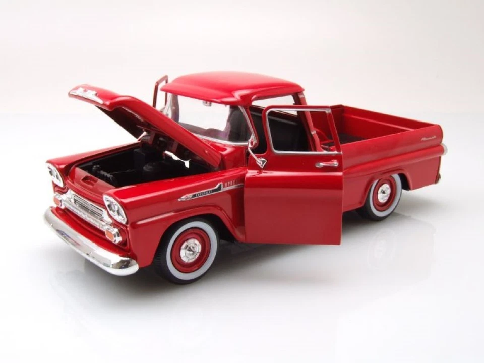 Chevrolet Apache Fleetside Pick Up 1958 Rosso Modellino Auto 1:24 MotorMax - Immagine 4 di 4
