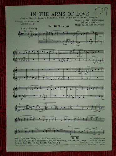 In The Arms Of Love Sheet Music (Trumpet). Ref00069