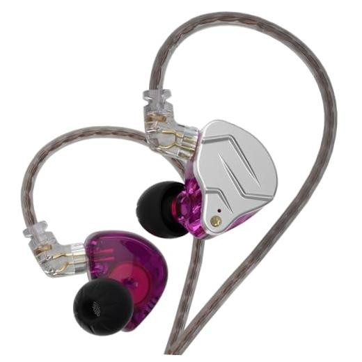 KZ ZSN Pro Dynamic Hybrid Dual Driver in Ear Earphones Purple Without Mic