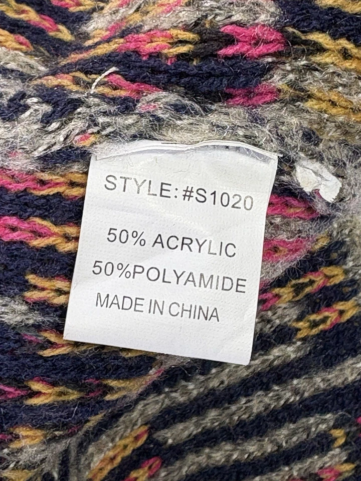 Cárdigan grueso tejido para mujer S/M abierto de gran tamaño estampado geométrico bohemio artístico Foto 4 de 4