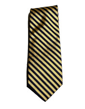 Vintage Brooks Brothers MAKERS Mens Tie, Navy Blue Yellow Stripes, Repp Silk