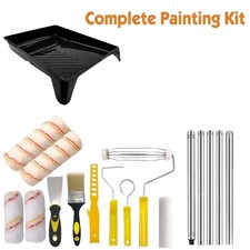 DIY Paint Roller Kit with Extension Tray Brush Scraper for Walls Ceilings Edges