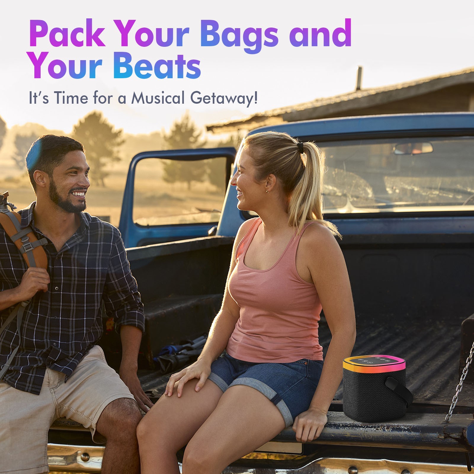 Portable Bluetooth Speaker RGB Lights IPX5 Waterproof 15H Playtime Outdoor