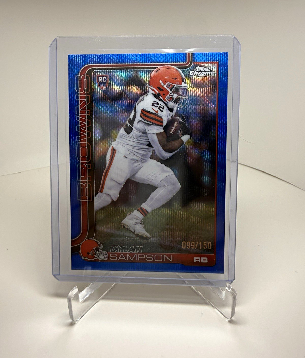 Topps Chrome Football 2024 Dylan Sampson Browns Rookie Blue Refractor  /150