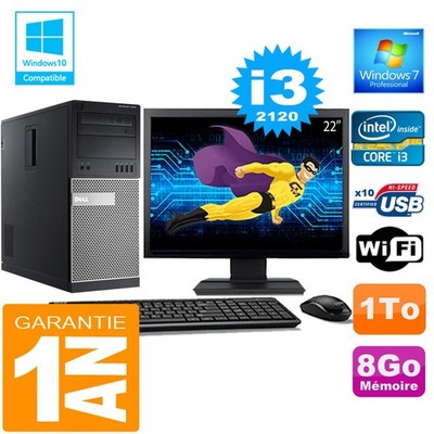 PC tour DELL 7010 Core I3-2120 RAM 8Go Scheibe 1 Zu Wifi W7 Bildschirm 22 ''