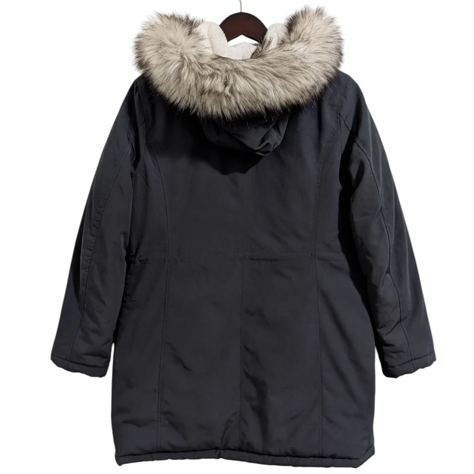 Parka con capucha Michael Kors con ribete de piel sintética - Gris Gunmetal - Talla M Foto 3 de 4