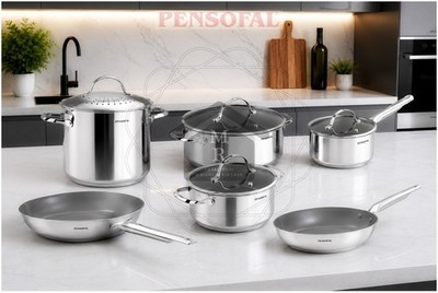 10pc Pot Set Pensofal Natural Nonstick Stainless Steel EVO-Ceram New Era