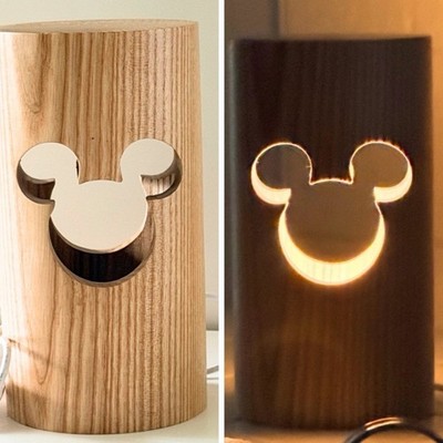 Disney Mickey Mouse Solid Wood LED Night Light USB Dimmable Lamp 7 