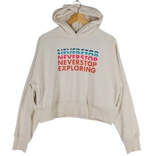 THE NORTH FACE CROPPED HOODIE WOMEN'S SIZE S BEIGE NEVER STOP EXPLORING