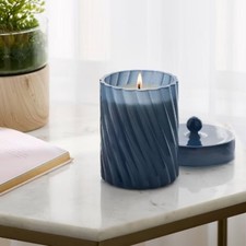 Lidded Charcoal and Black Teak Jar Candle 12o...