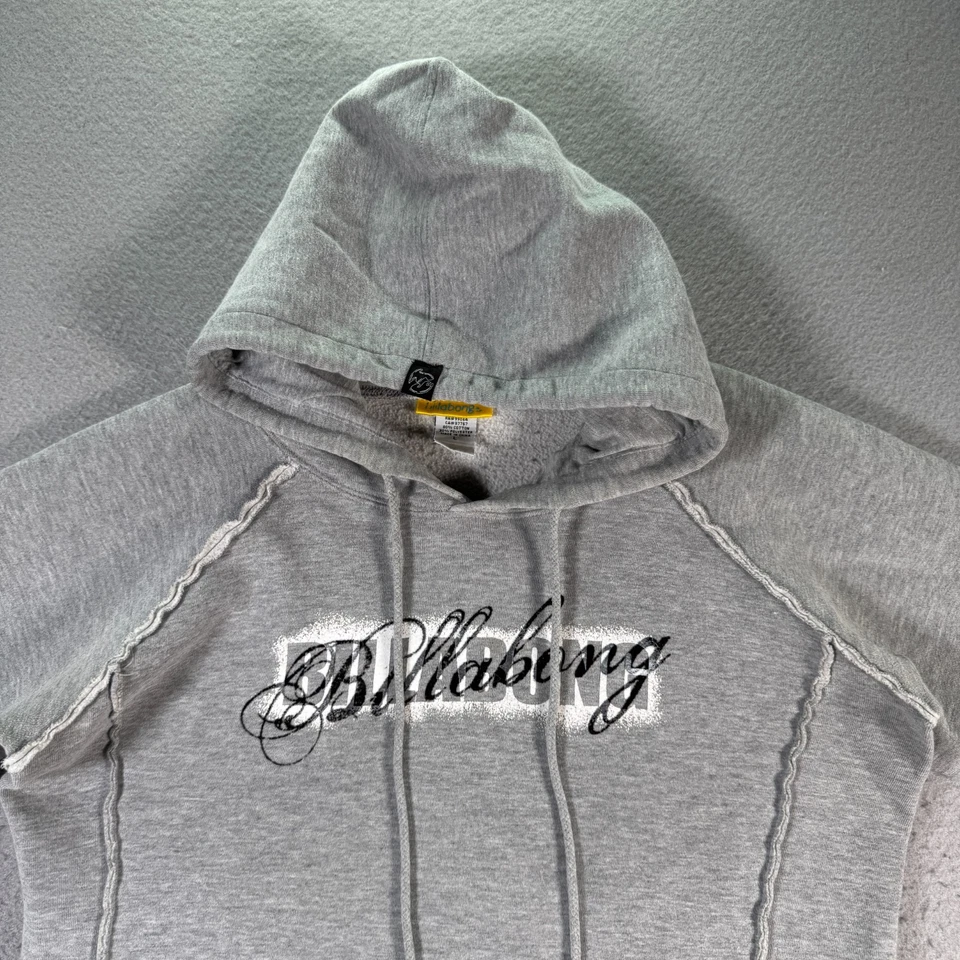 Vintage Billabong Hoodie Sweatshirt Womens Large Gray Fleece Surf Skate Logo Y2K - Image 3 of 4