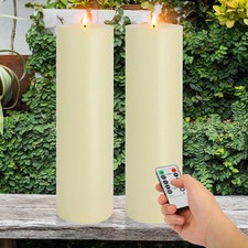 14" X 4" Large Outdoor Candles with Timer Waterproof, Remote Control Flickering