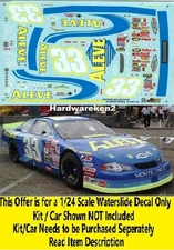 NASCAR DECAL #33 ALEVE 2001 BGN CHEVROLET MONTE CARLO TONY RAINES SLIXX 1/24