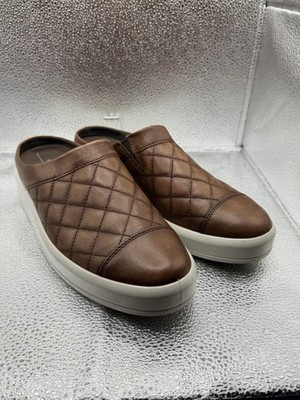 Ecco Soft 9 II Quilted Mule Shoes Brown Leather Slip On Casual Clog Shoes SZ 10